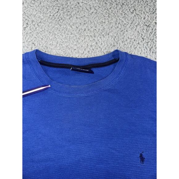 Polo Ralph Lauren Sleep Shirt Men XL Small Pony Waffle Knit Long Sleeve - Picture 6 of 7